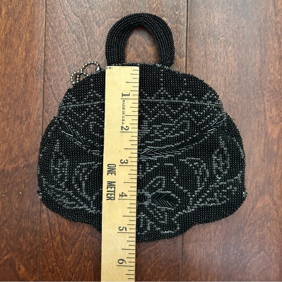 Vintage Black Beaded Mini Handbag, Hand Beaded in Czechoslovakia - Picture 10 of 11